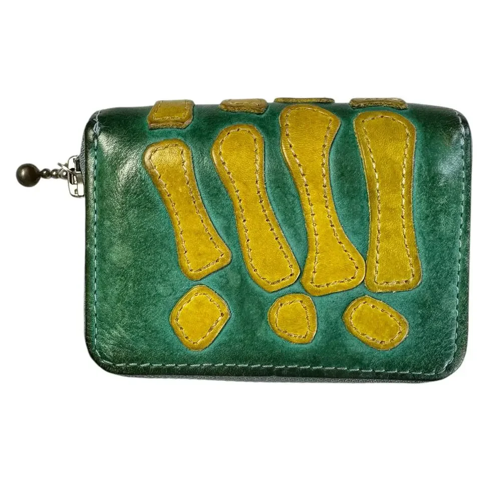 Kapital Green Bone Hand Leather Zip Wallet